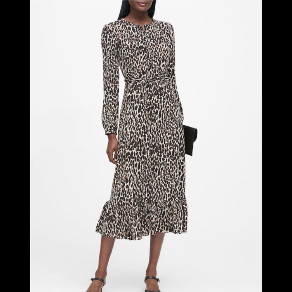 Print Midi Shirt Dress Banana Republic